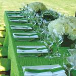 Seasonal green custom linens to compliement you and your cuisine.